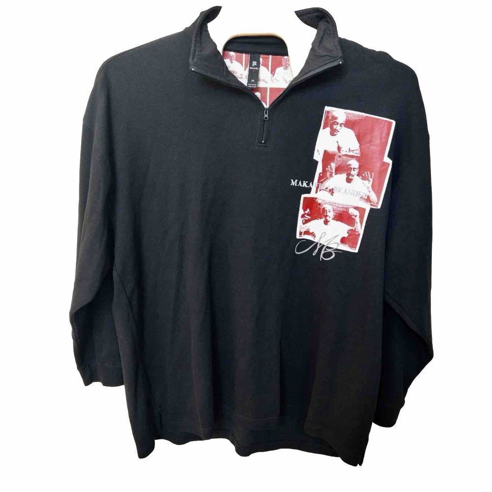 Vintag y2k‎ Makaveli Tupac Shakur Brand Qtr Zip Pullover Mens XXL